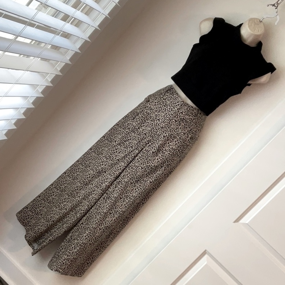 American Eagle Outfitters Brown Leopard Wide-Leg Pants